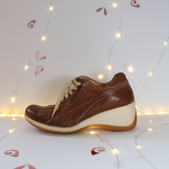 Vintage wedge heel Italian leather sneakers - Picture 2 of 5